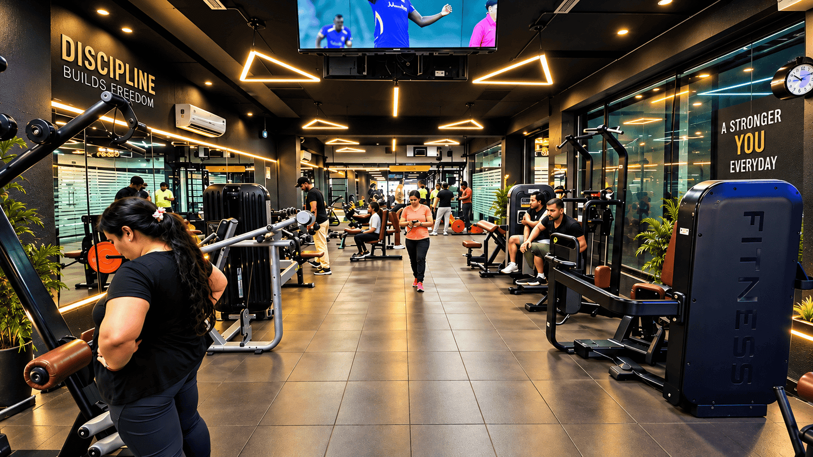 Athletes training with battle ropes and dumbbells at VIDA Fitness