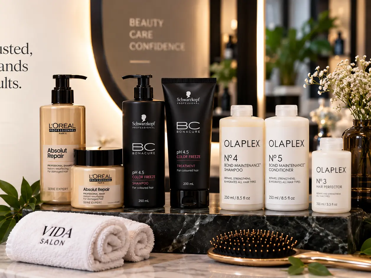 High-quality professional salon hair and skin products at VIDA Salon